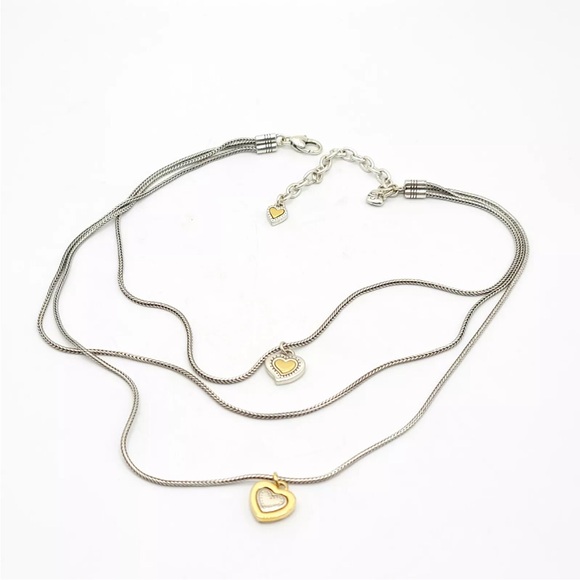BRIGHTON Layered Necklace Choker Heart Pendants Reversible Love Fashion Jewelry - Picture 5 of 10